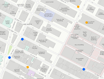 Input points used for buffer dissolve examples Input points used for buffer dissolve examples